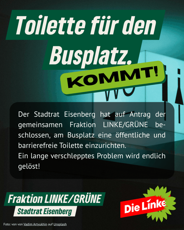 Stadtrat Eisenberg: Toilette auf dem Busplatz kommt